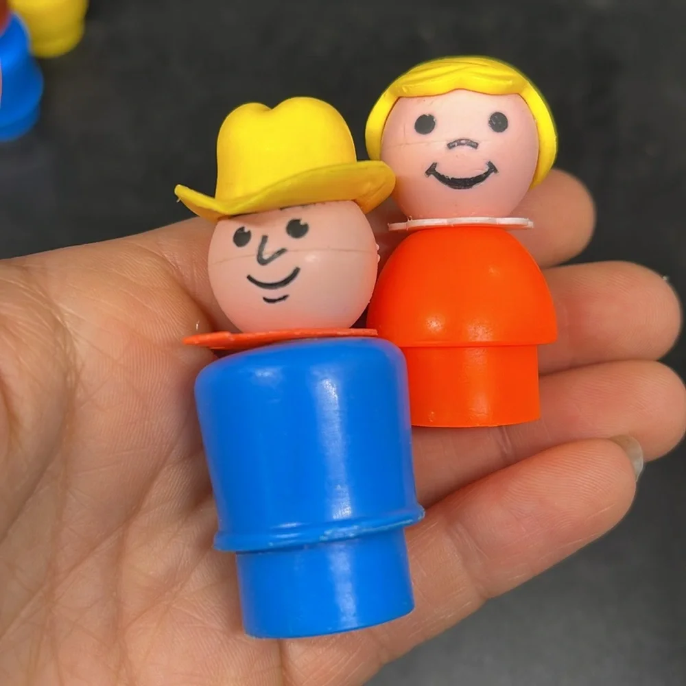 Vintage Fisher Price People Cowboy Girl and Boys Classic Kids Play Figures Set
